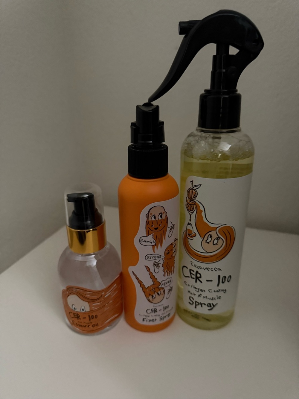 CER-100 Hair Care Trio — Orange & Clear Bottles